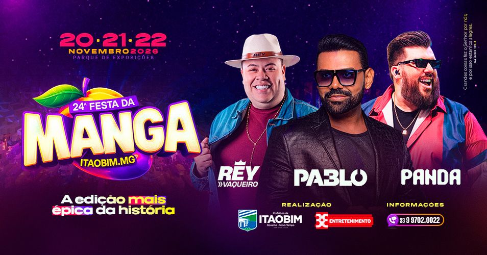 Cartaz completo de 24ª Festa da Manga de Itaobim