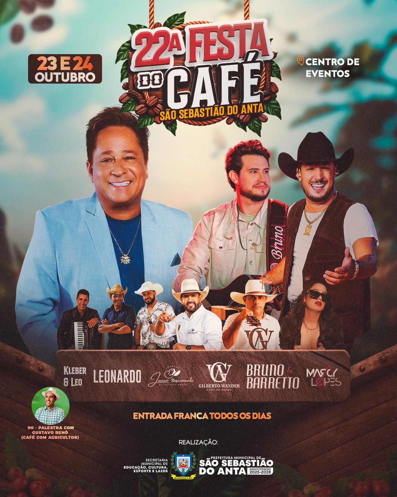 Cartaz completo de 22ª Festa do Café de São Sebastião do Anta
